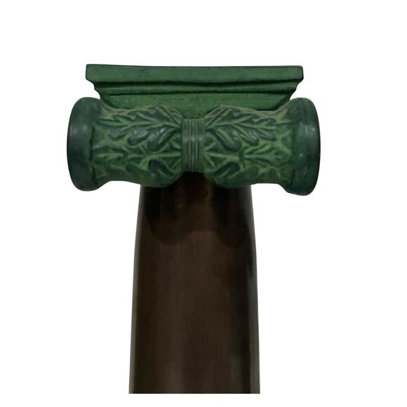 Greek Ionic Column Candle Holder Set Bronze & Green Architectural Decor 21” Tall - Picture 9 of 16